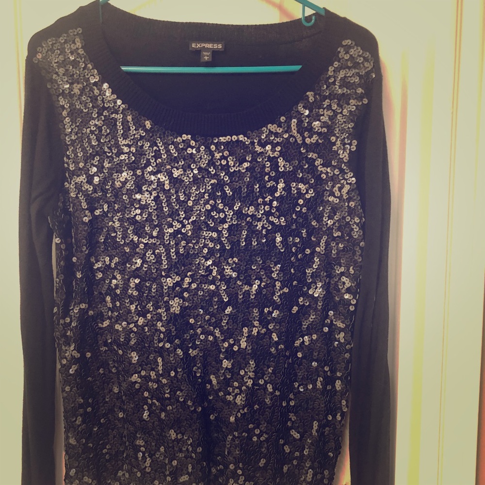 Express black sequin sweater